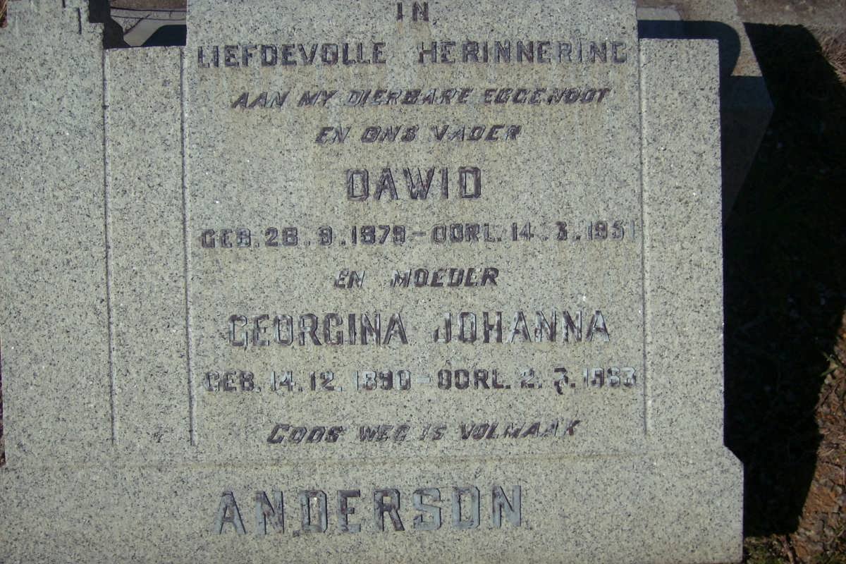 ANDERSON Dawid 1878-1951 &amp; Georgina Johanna 1880-1963