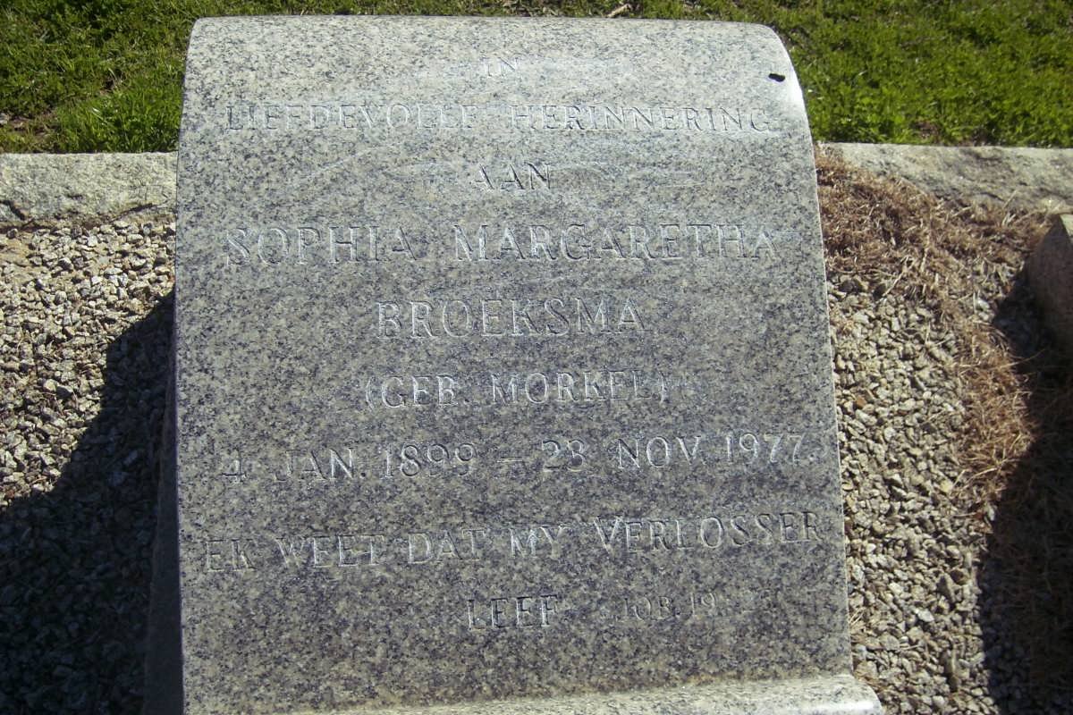 BROEKSMA Sophia Margaretha nee MORKEL 1899-1977