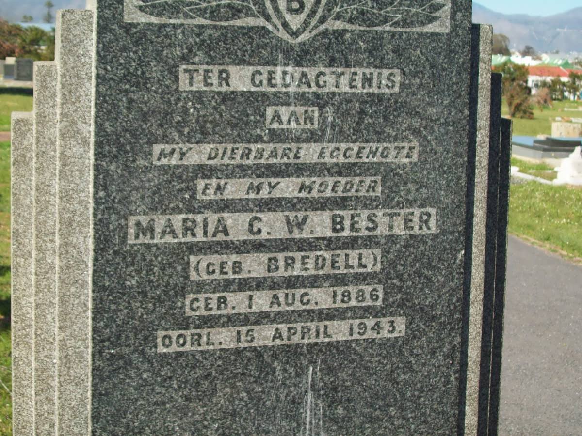 BESTER Maria C.W. nee BREDELL 1886-1943
