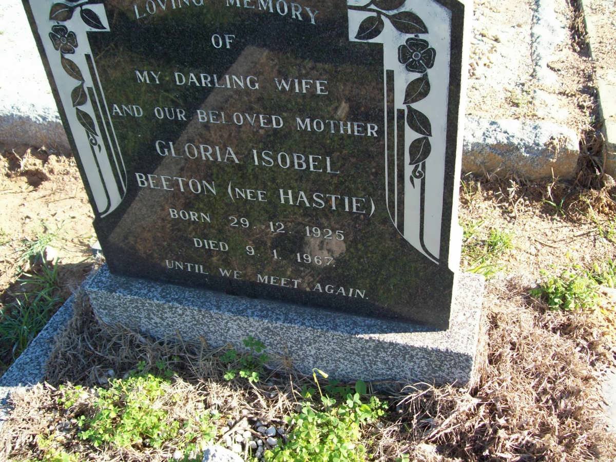 BEETON Gloria Isobel nee HASTIE 1925-1967