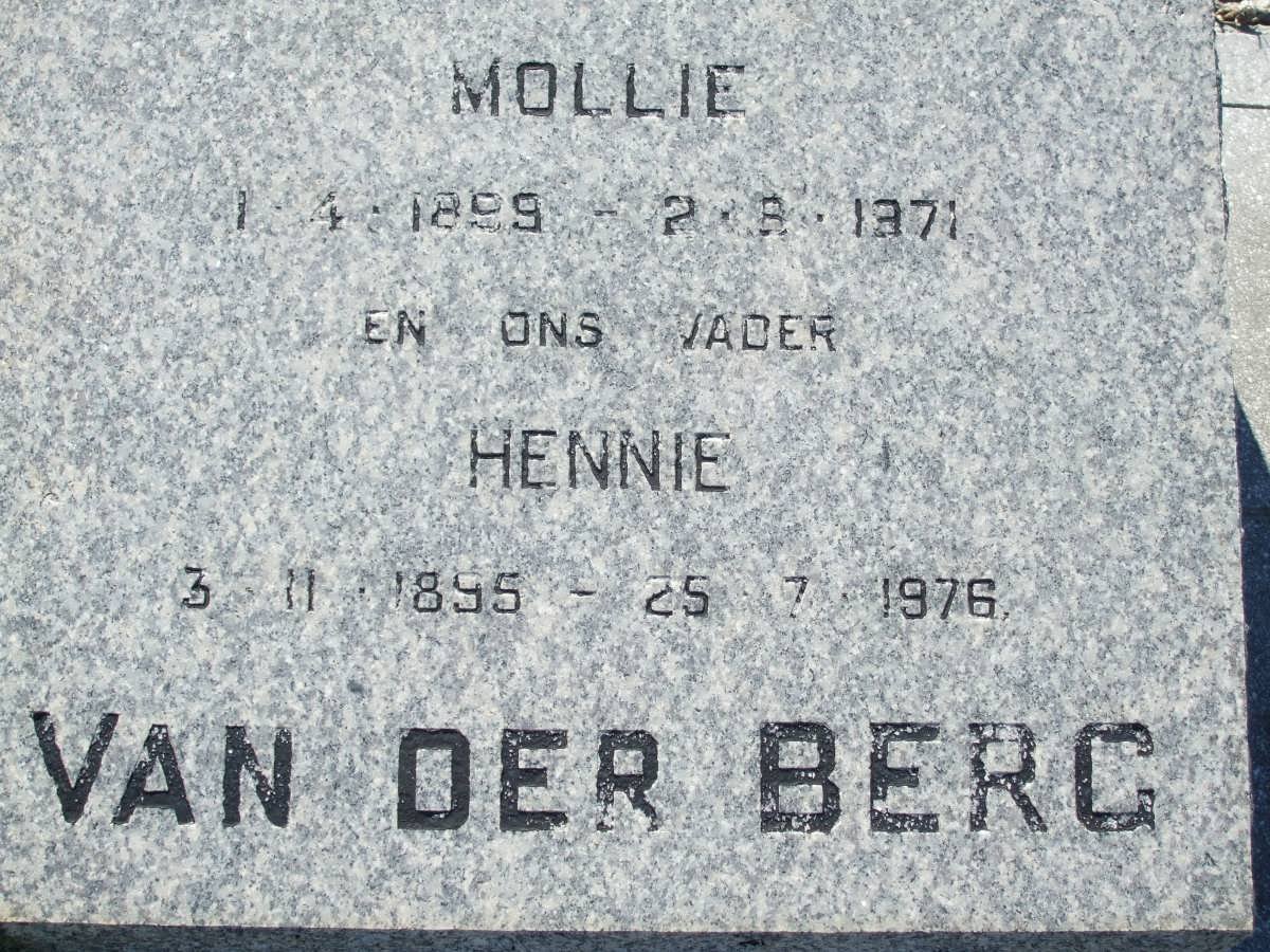 BERG Hennie, van der 1895-1976 &amp; Mollie 1899-1971