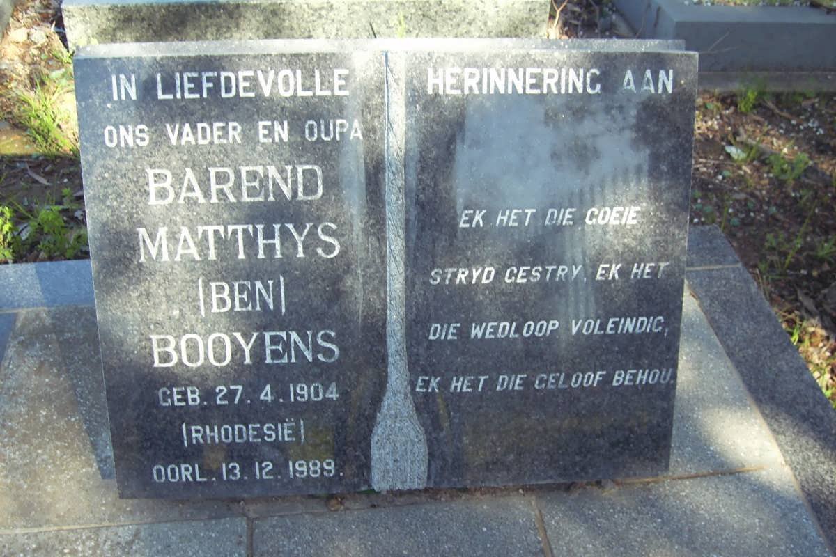 BOOYENS Barend Matthys 1904-1989