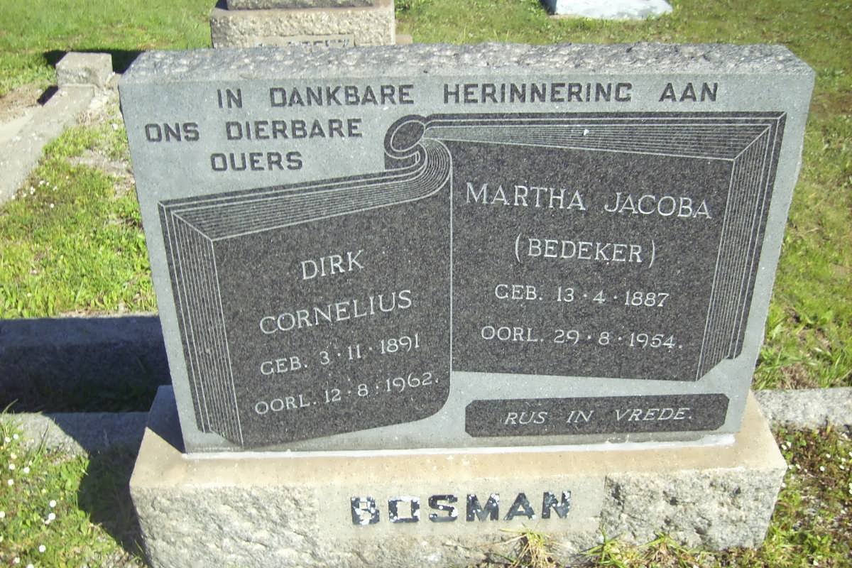 BOSMAN Dirk Cornelius 1891-1962 &amp; Martha Jacoba BEDEKER 1887-1964