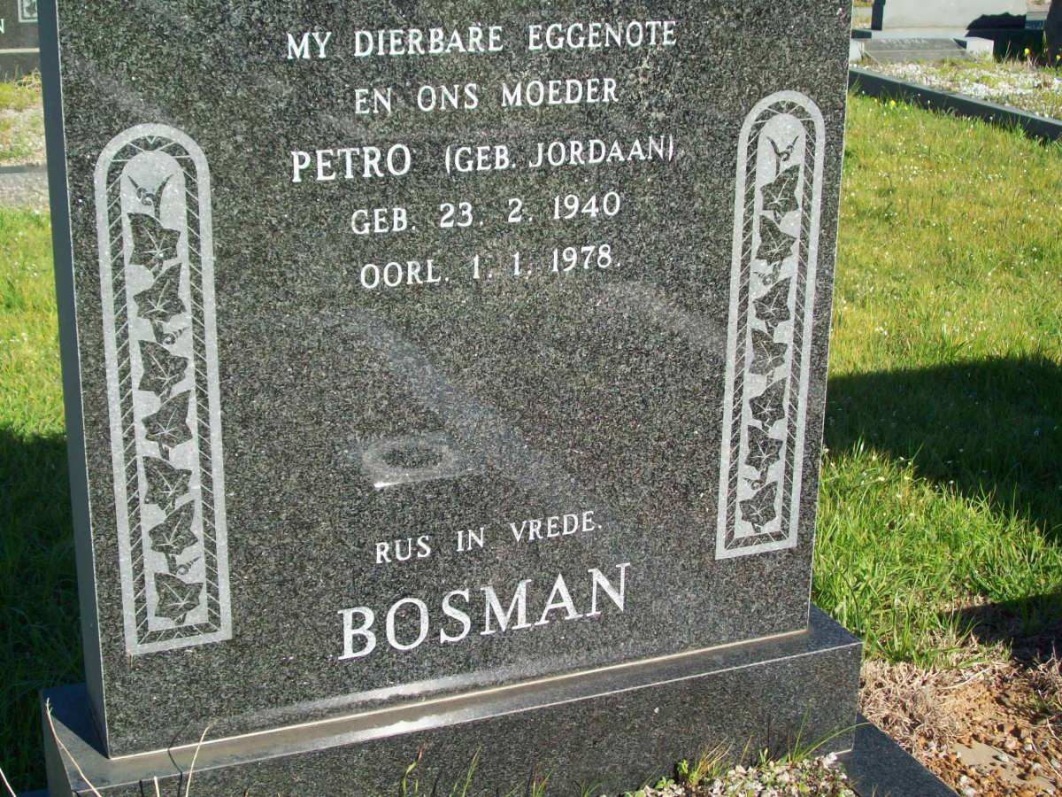 BOSMAN Petro nee JORDAAN 1940-1978