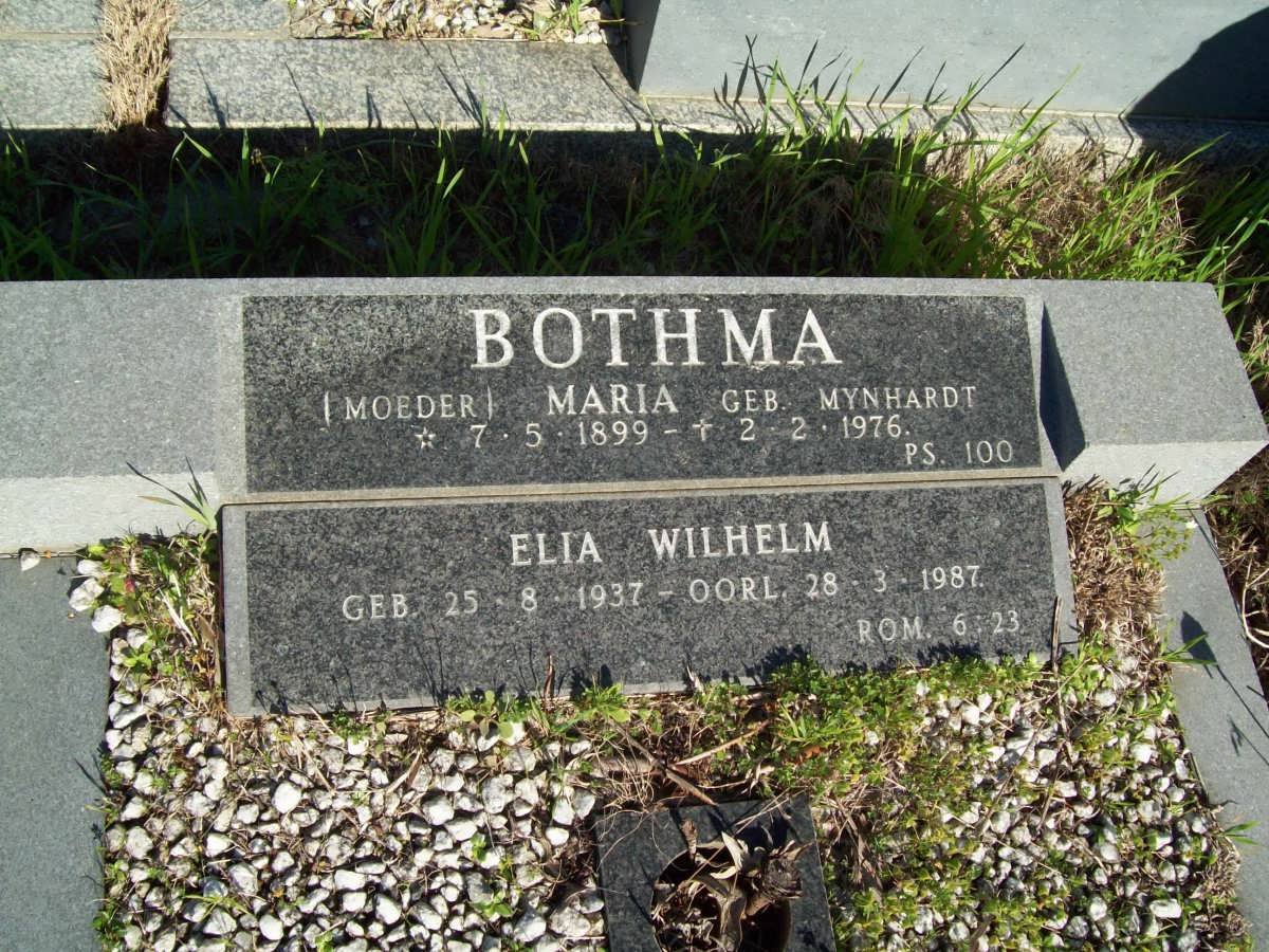 BOTHMA Maria nee MYNHARDT 1899-1976 :: BOTHMA Elia Wilhelm 1937-1987