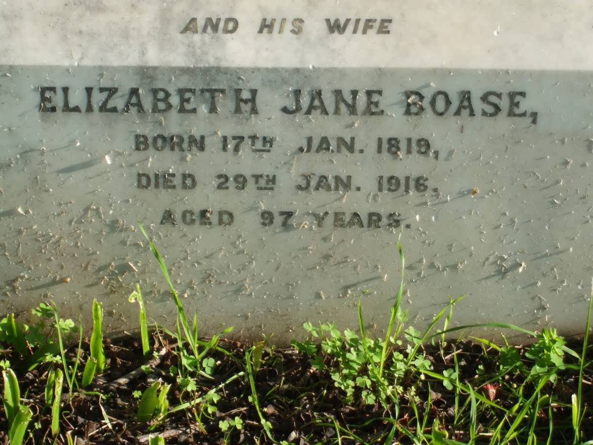 BOASE Henry 1815-1893 &amp; Elizabeth Jane 1819-1916