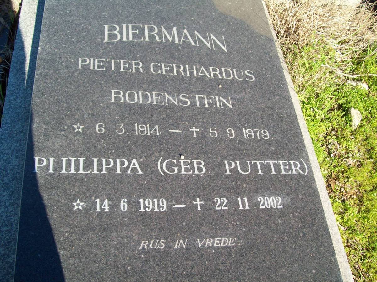 BIERMAN Pieter Gerhardus Bodenstein 1914-1979 &amp; Philippa PUTTER 1919-2002