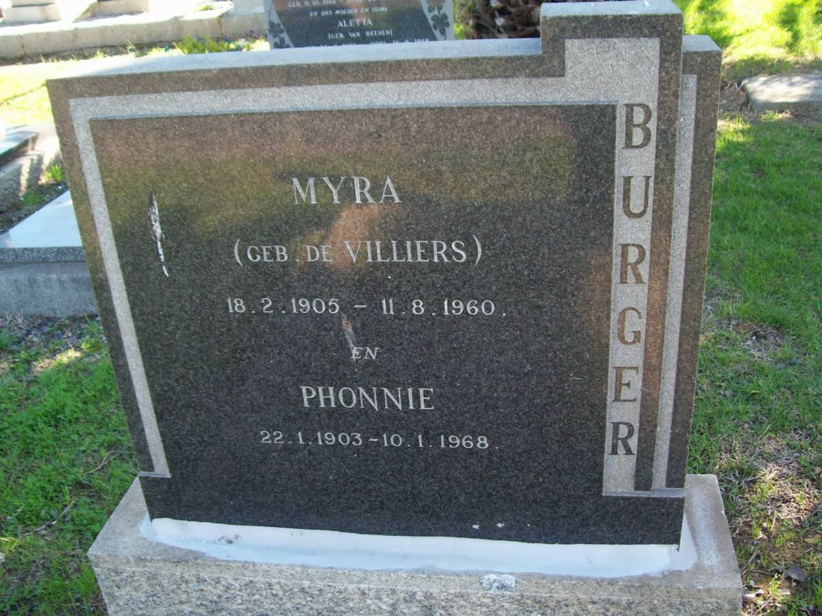 BURGER Phonnie 1903-1968 &amp; Myra DE VILLIERS 1905-1960