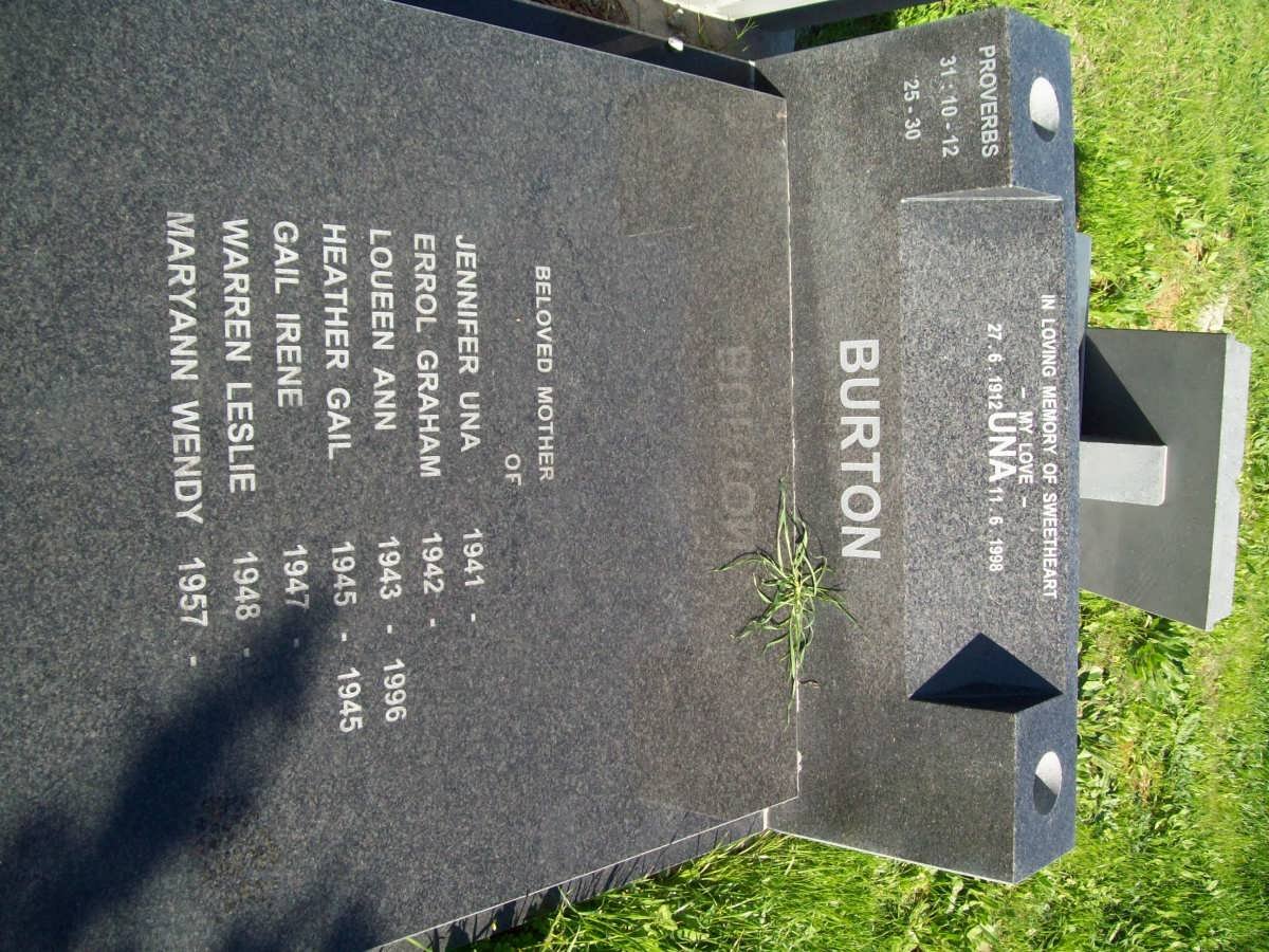 BURTON Una 1912-1998 :: BURTON Jennifer Una 1941