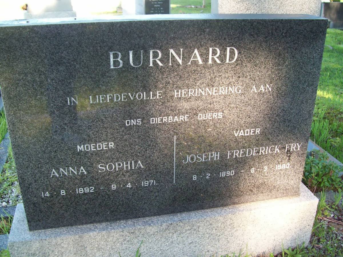 BURNARD Joseph Frederick Fry 1890-1980 &amp; Anna Sophia 1892-1971