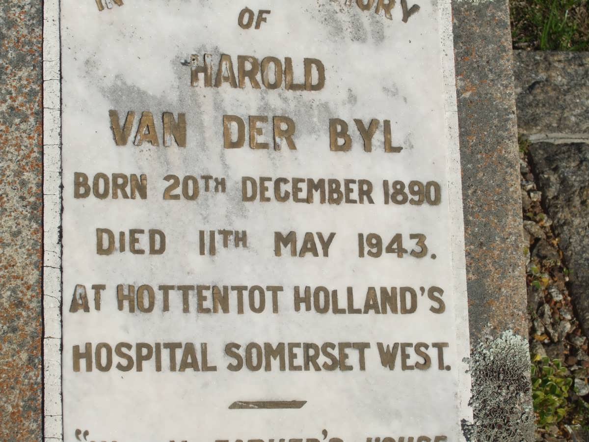 BYL Harold, van der 1890-1943