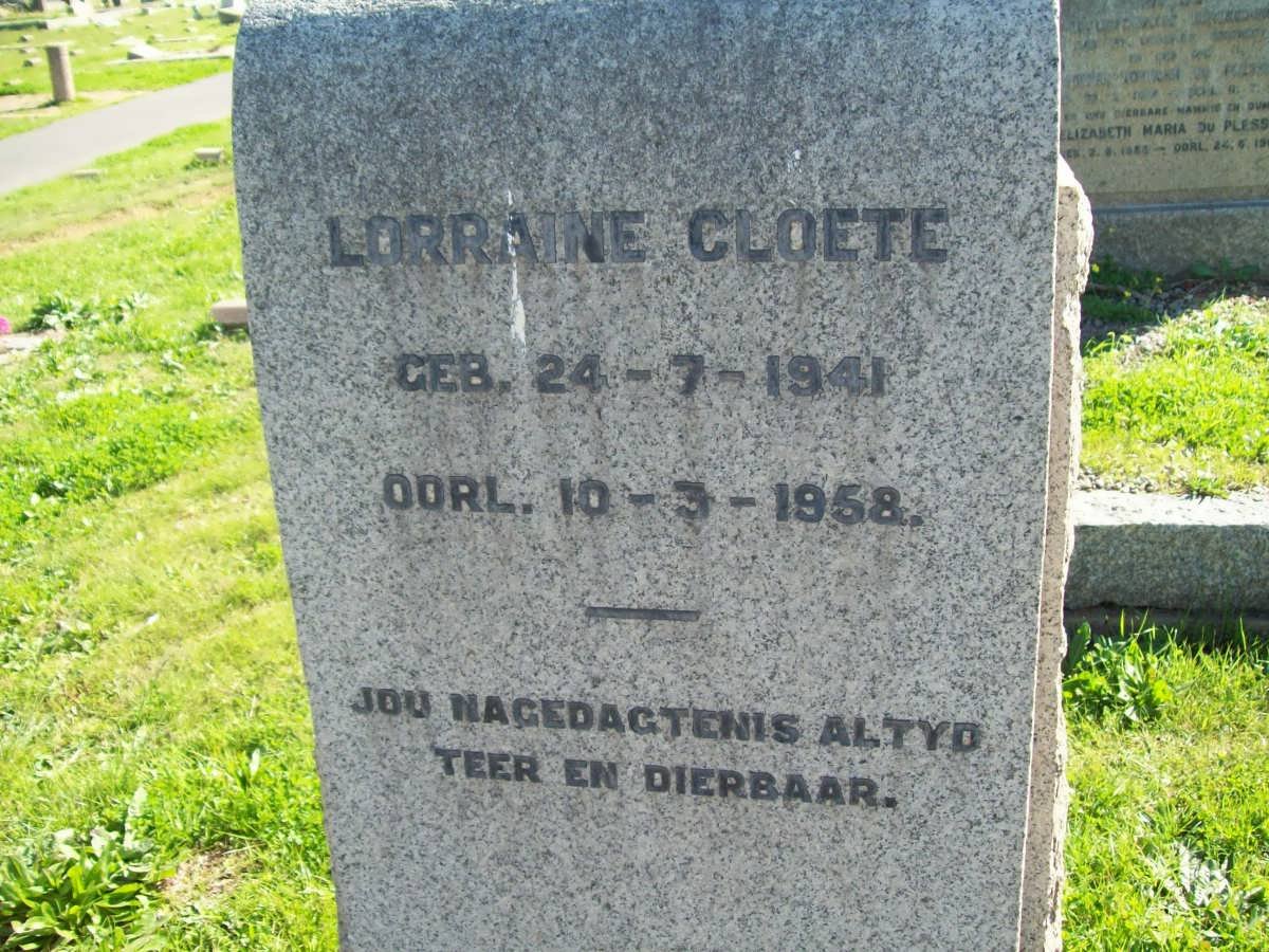CLOETE Lorraine 1941-1958