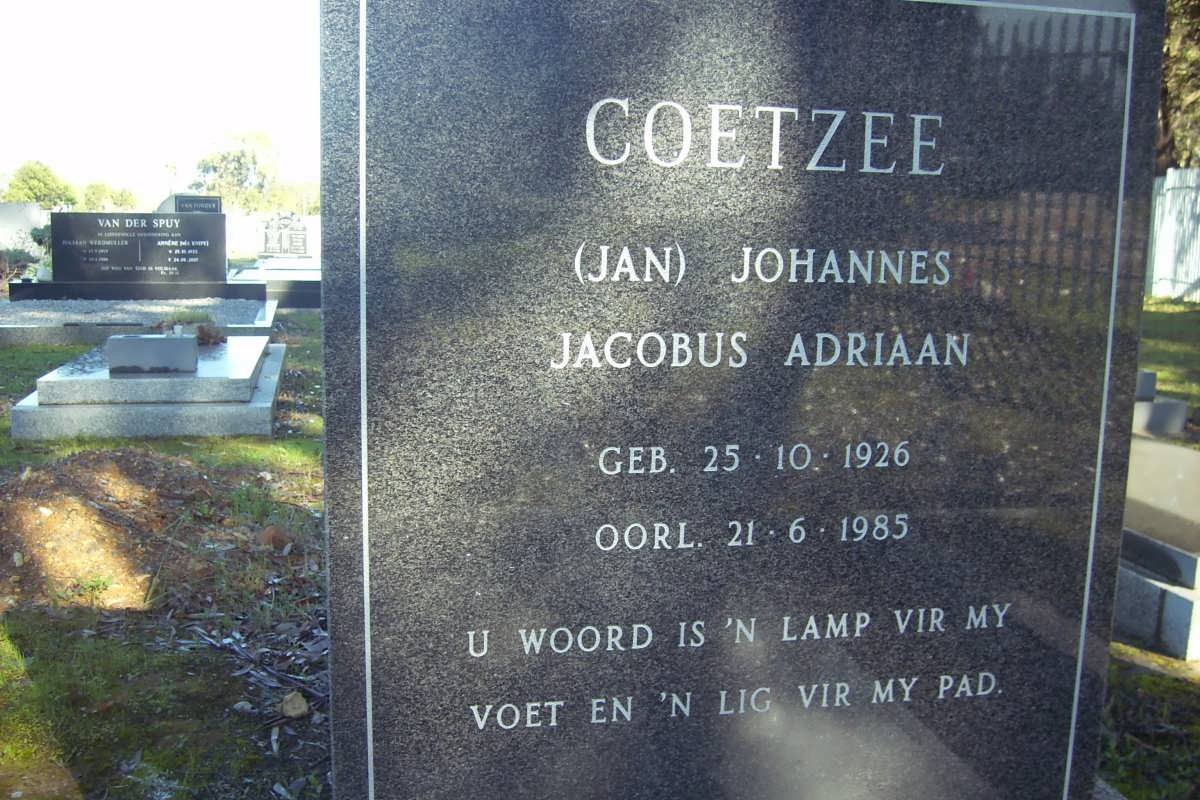 COETZEE Johannes Jacobus Adriaan 1926-1985