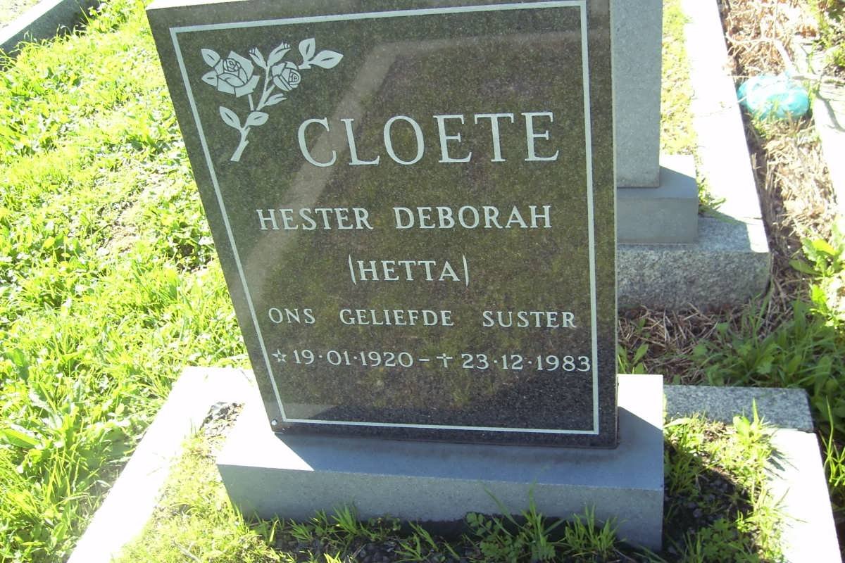 CLOETE Hester Debora 1920-1983