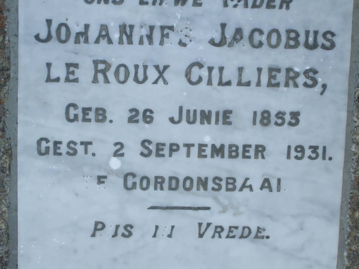 CILLIERS Johannes Jacobus le Roux 1853-1931