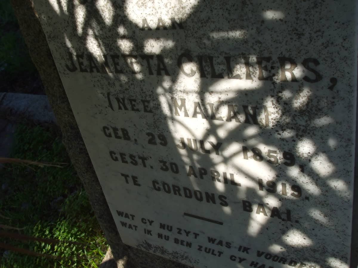 CILLIERS Jeanetta nee MALAN 1859-1919