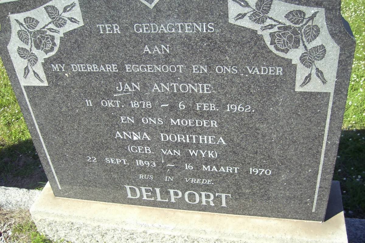 DELPORT Jan Antonie 1878-1962 &amp; Anna Dorithea VAN WYK 183-1970