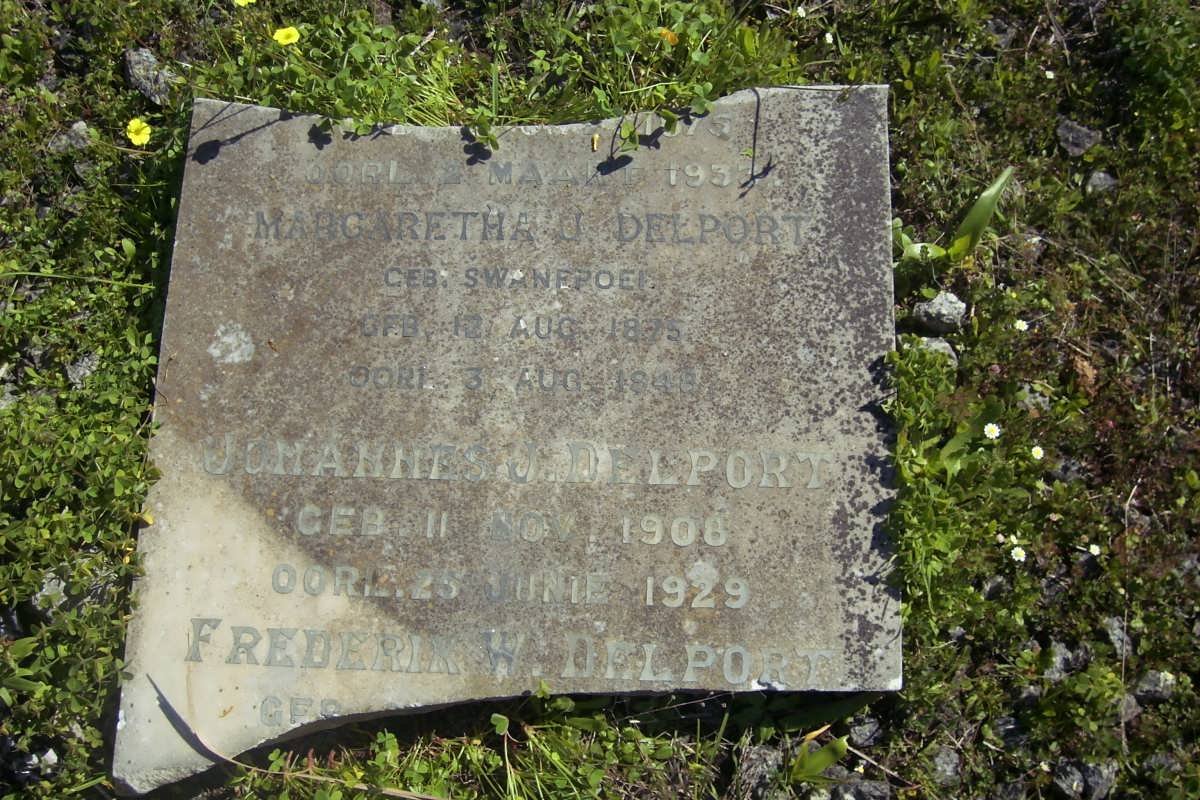 DELPORT Margaretha nee SWANEPOEL 1875-1948 :: ? :: DELPORT Johannes J. 1908-1929 :: DELPORT Frederik W.