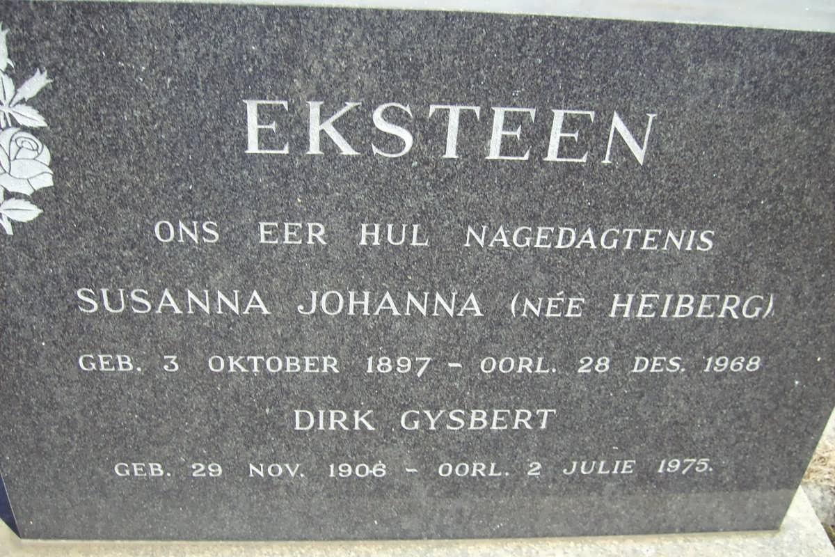 EKSTEEN Gysbert 1906-1975 &amp; Susanna Johanna HEIBERG 1897-1968