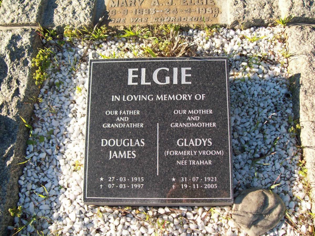 ELGIE Douglas James 1915-1997 &amp; Gladys formerly VROOM nee TRAHAR 1921-2005 :: ELGIE Mary A.J. 1885-1958