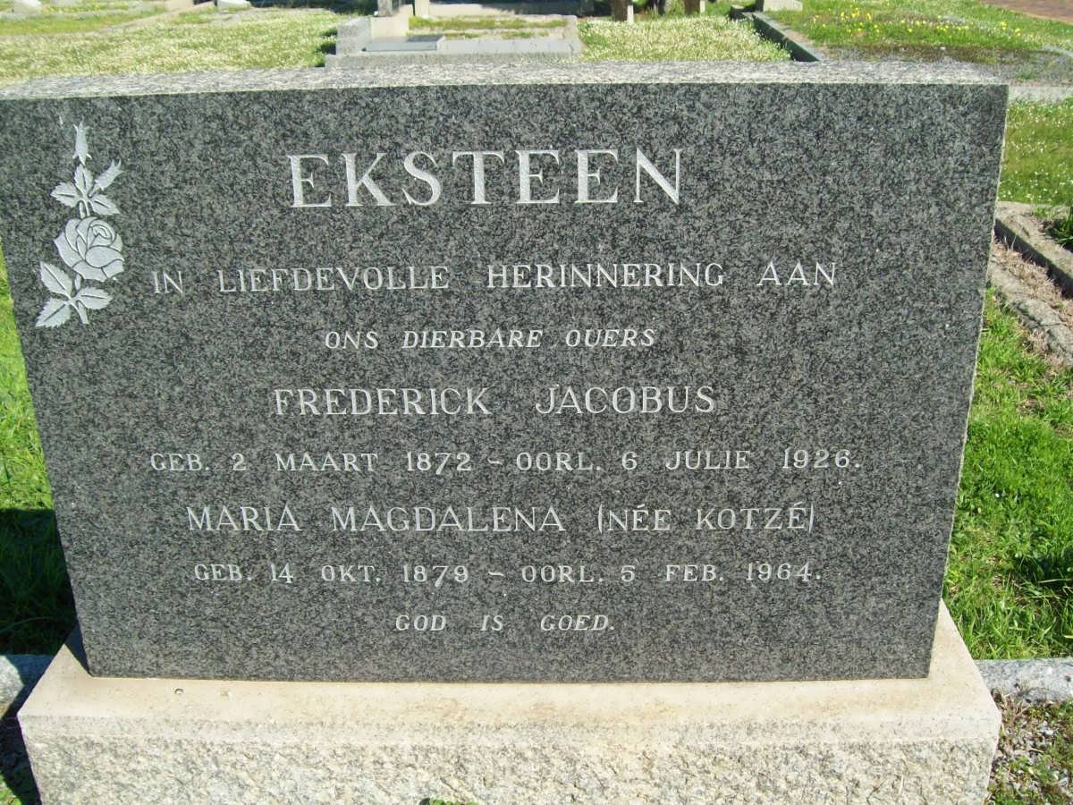 EKSTEEN Frederick Jacobus 1872-1926 &amp; Maria Magdalene KOTZé 1879-1964