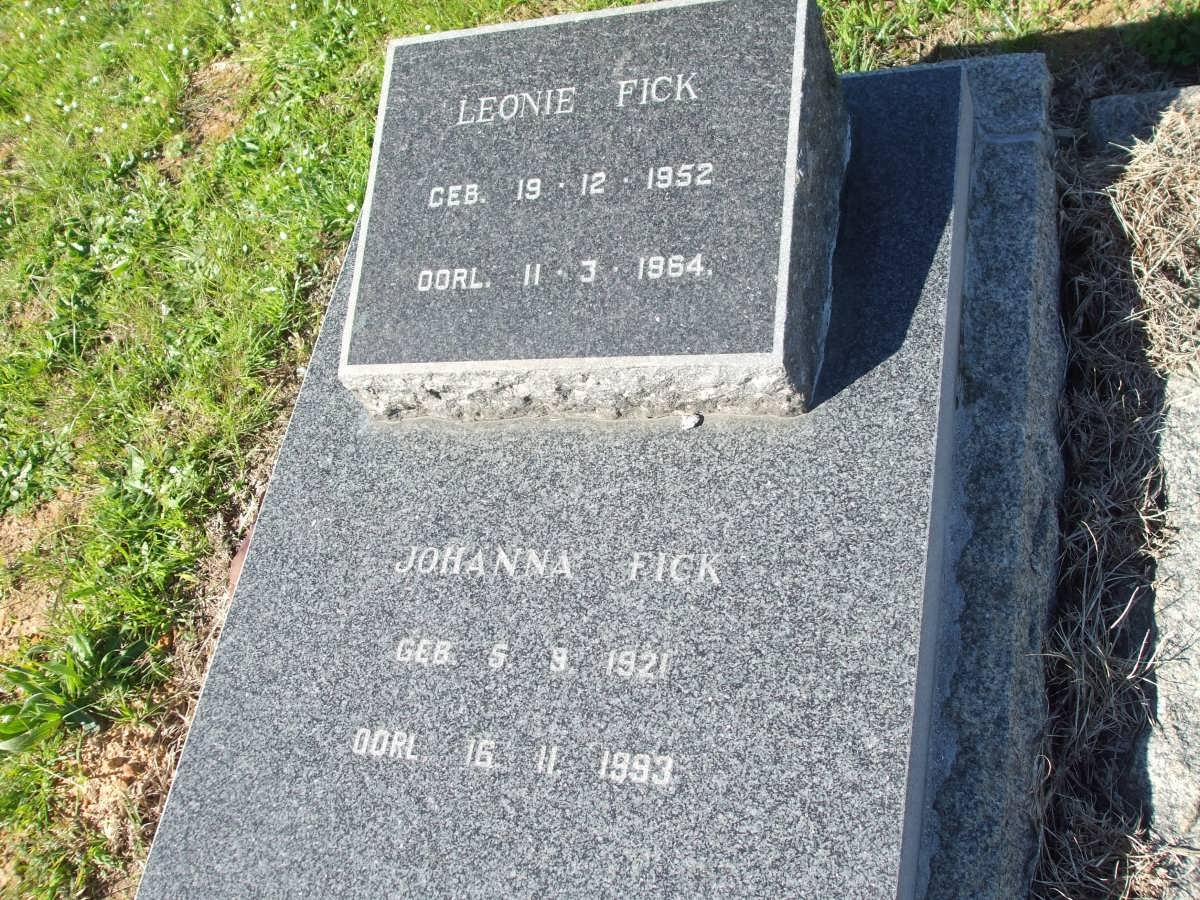 FICK Leonie 1952-1964 :: FICK Johanna 1921-1993