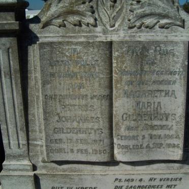 GILDENHUYS Petrus Johannes 1871-1954 &amp; Magaretha Maria BREDELL 1864-1936