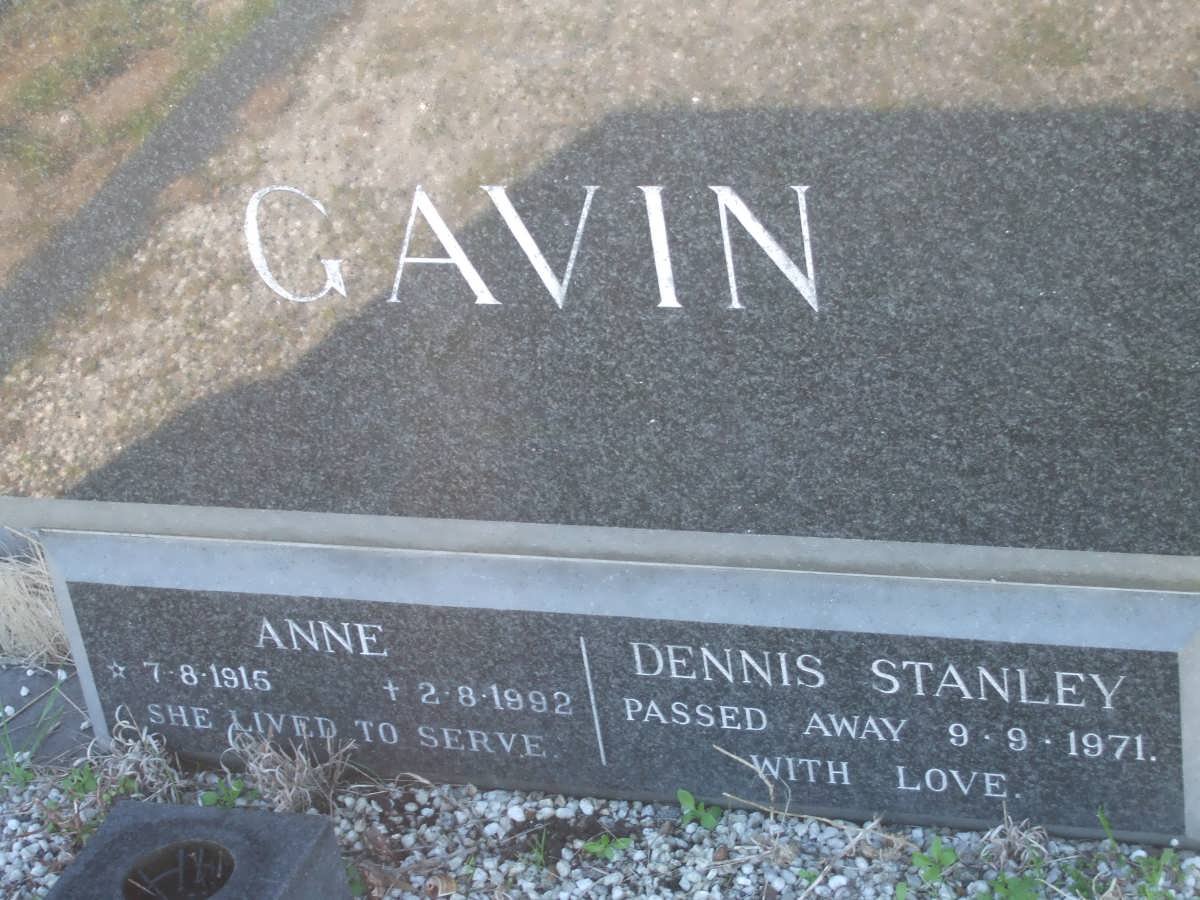 GAVIN Dennis Stanley -1971 &amp; Annie 1915-1992