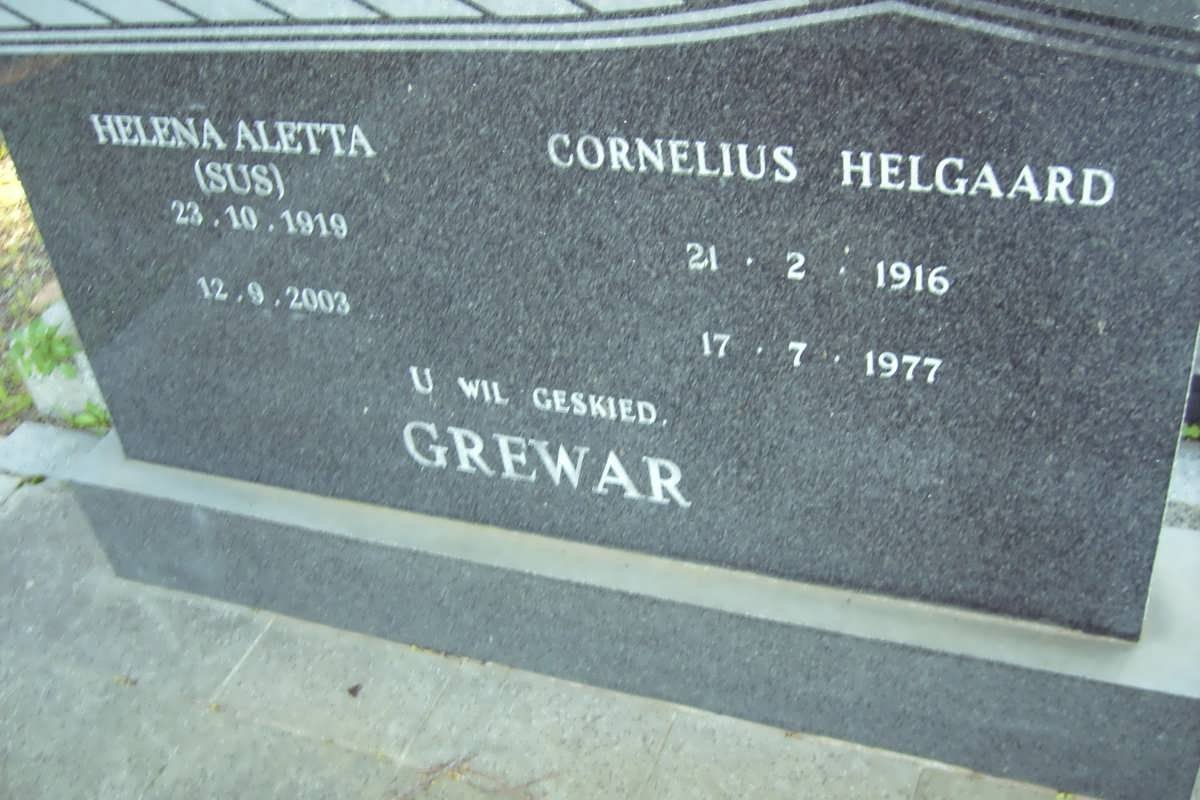 GREWAR Cornelius Helgaard 1916-1977 &amp; Helena Aletta 1919-2003