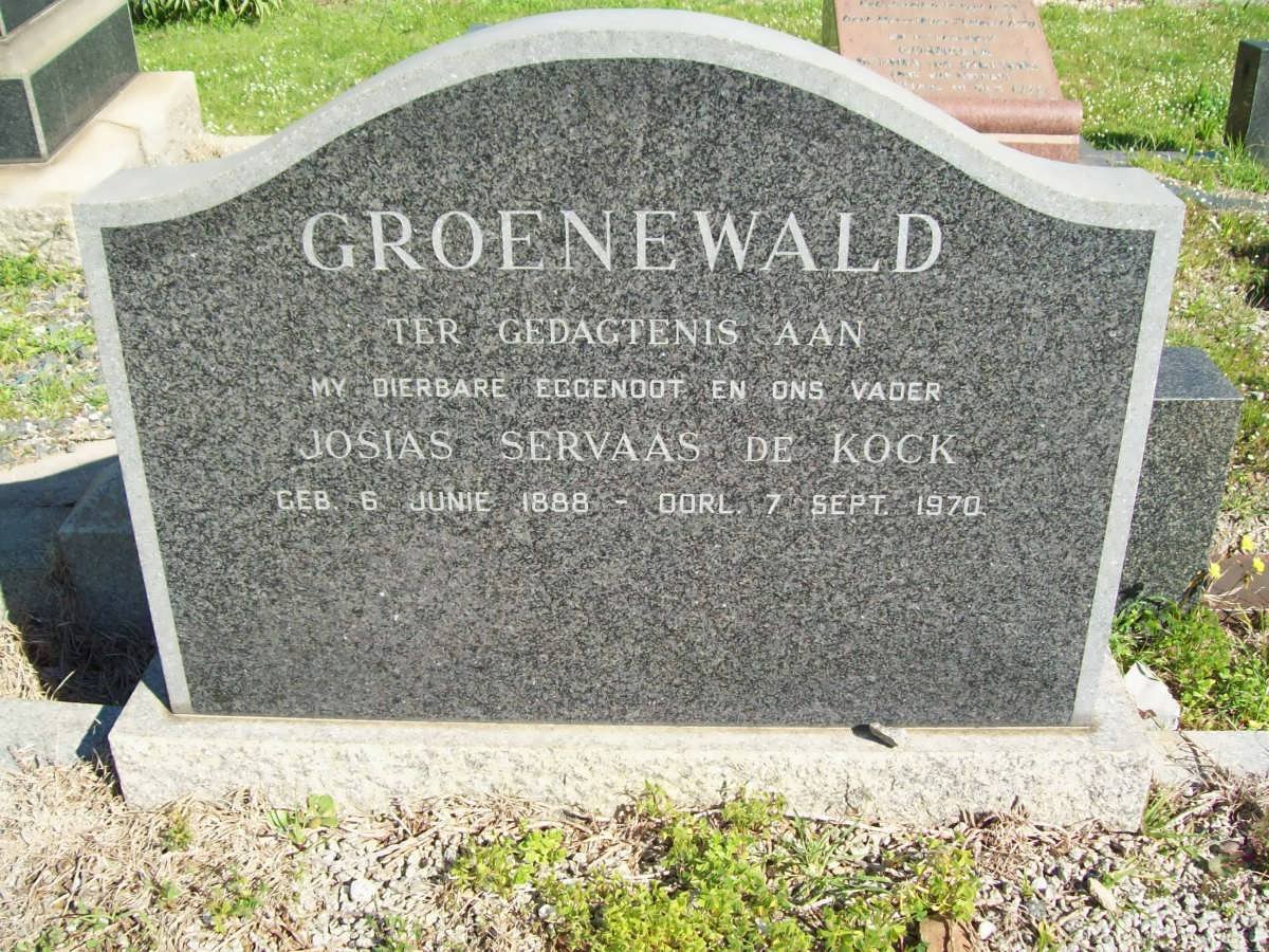 GROENEWALD Josias Servaas De Kock 1888-1970