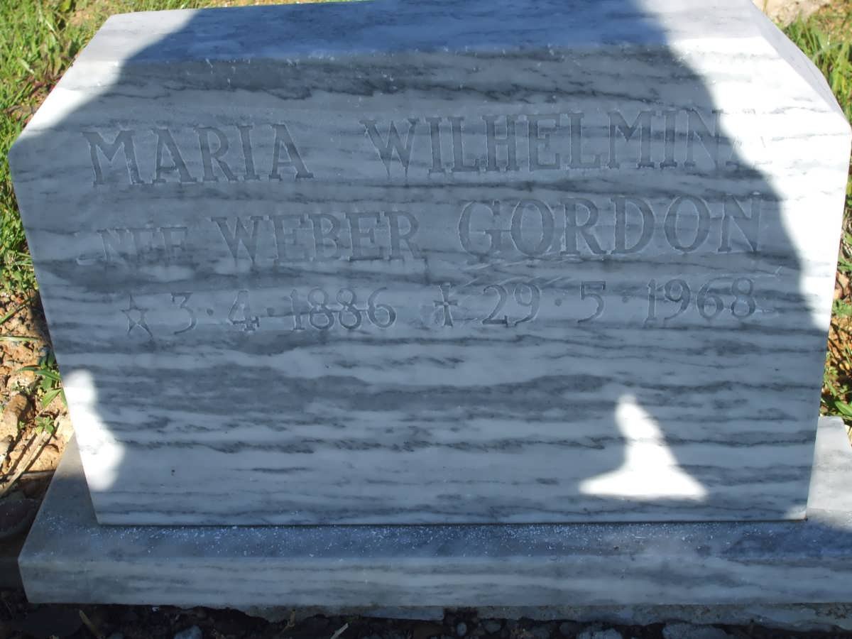 GORDON Maria Wilhelmina nee WEBER 1886-1968