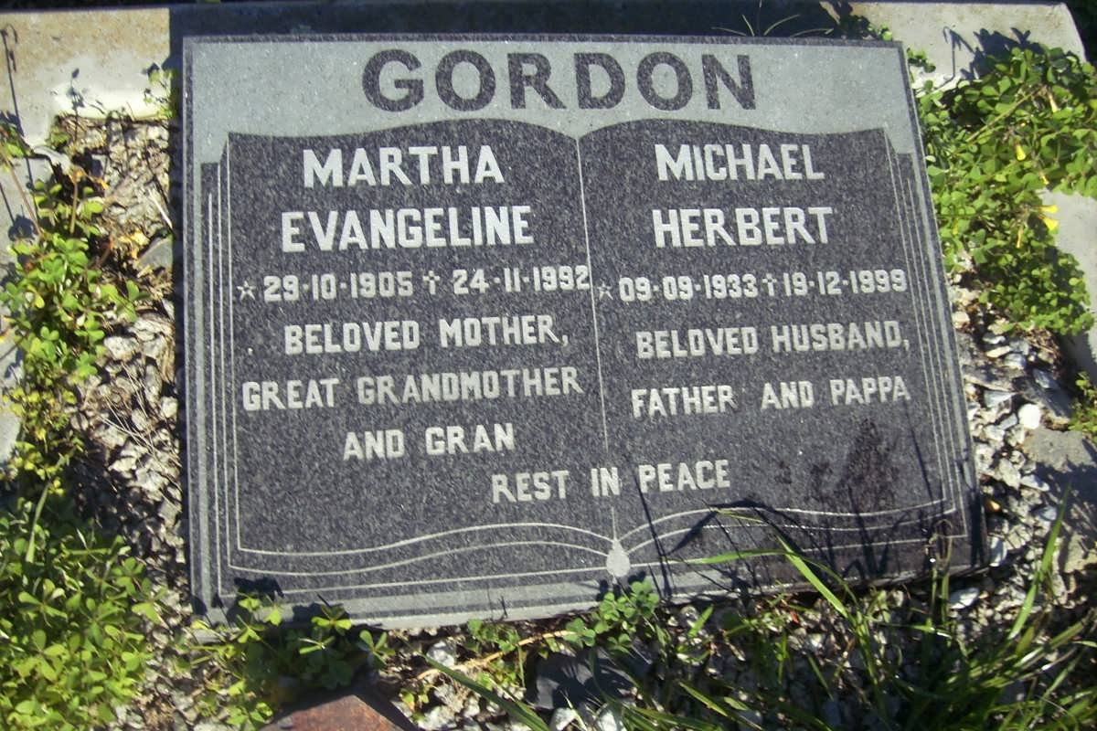 GORDON Michiel Herbert 1933-1999 &amp; Martha Evangeline 1905-1992