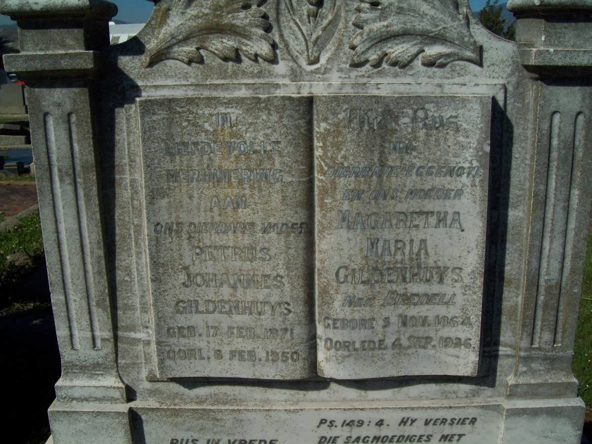 GILDENHUYS Petrus Johannes 1871-1954 &amp; Magaretha Maria BREDELL 1864-1936