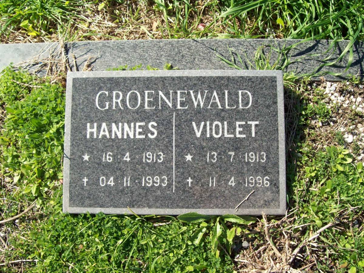 GROENEWALD Hannes 1913-1993 &amp; Violet 1913-1996