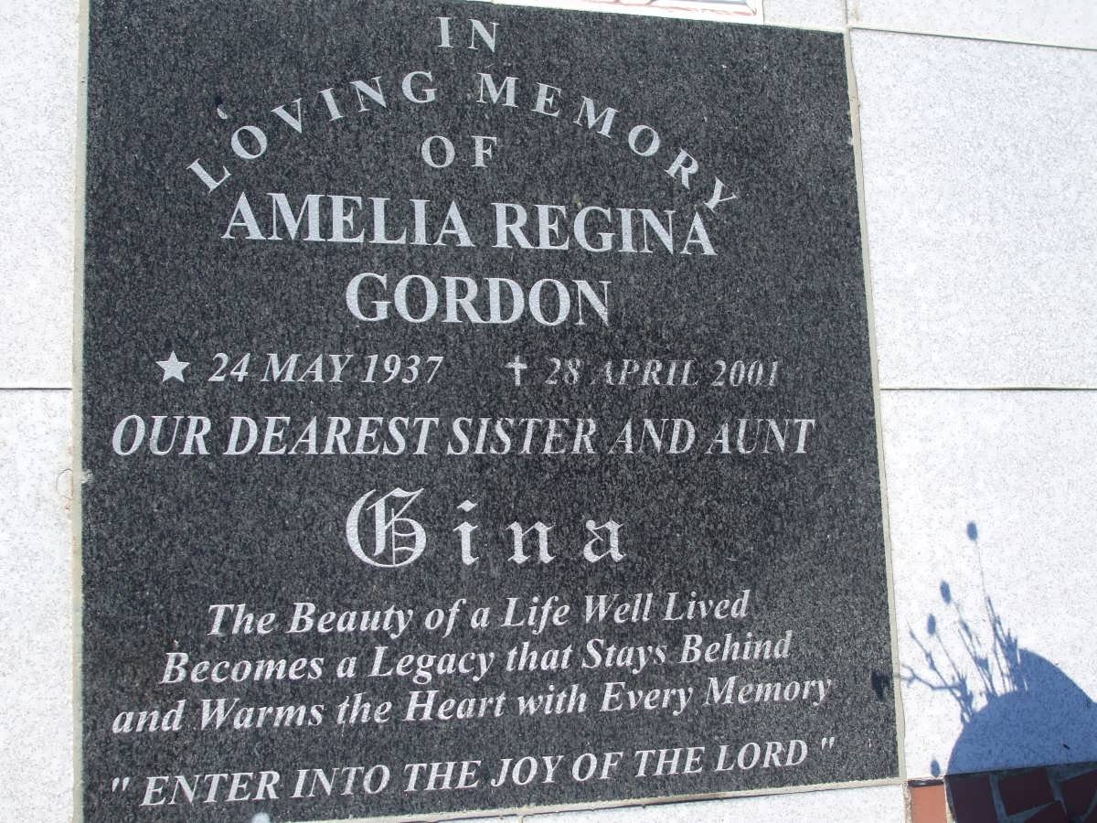 GORDON Amelia Regina 1937-2001
