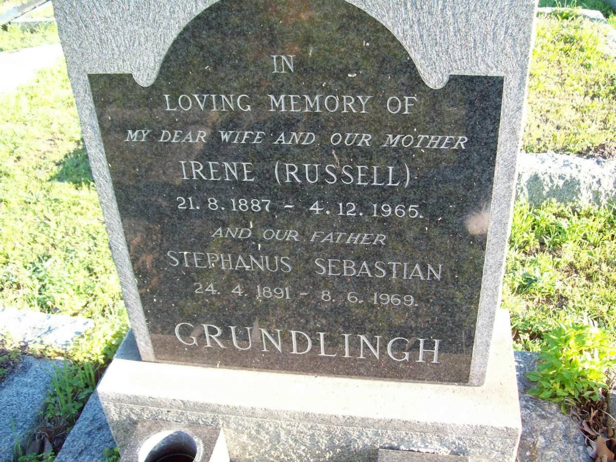 GRUNDLINGH Stephanus Sebastian 1891-1969 &amp; Irene RUSSELL 1887-1965