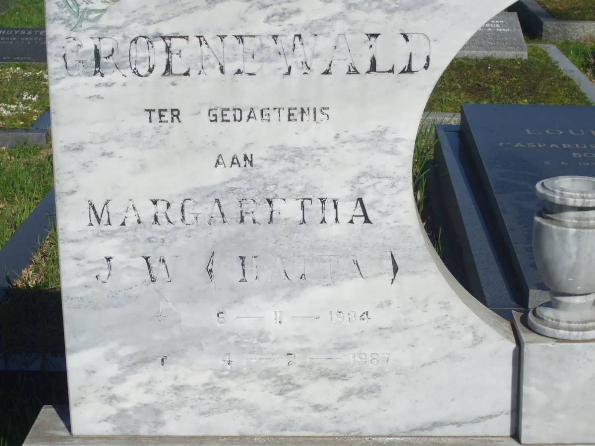GROENEWALD Margaretha J.W. 1904-1987
