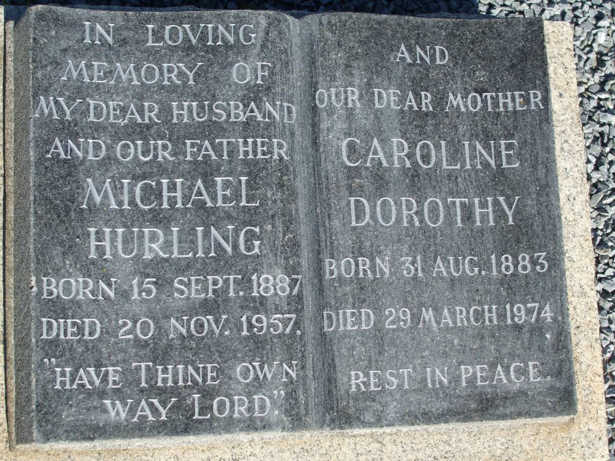 HURLING Michael 1887-1957 &amp; Caroline Dorothy 1883-1974