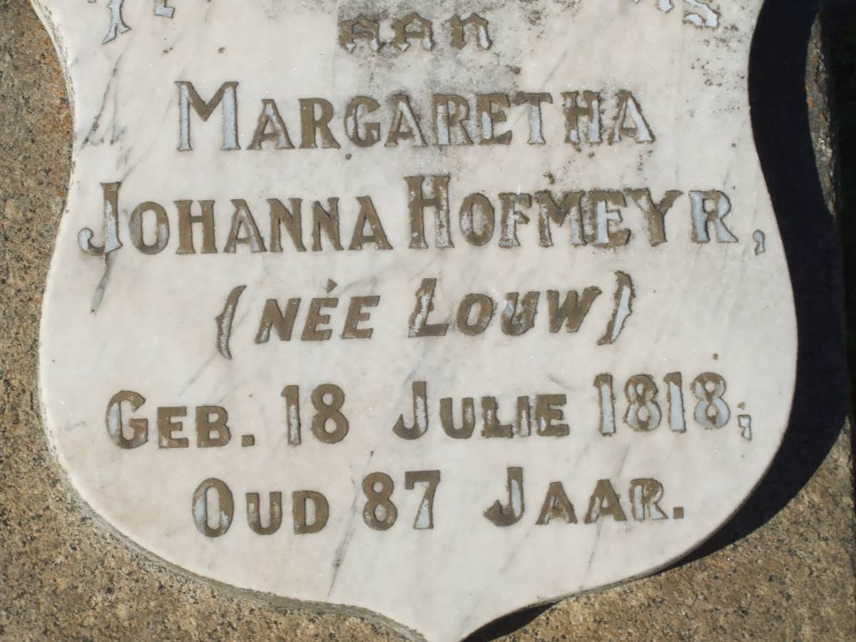 HOFMEYR Margaretha Johanna nee LOUW 1818-