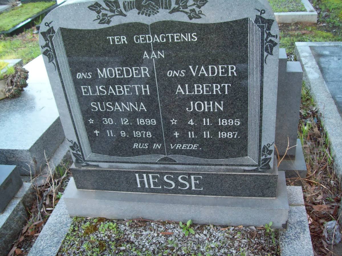 HESSE Albert John 1895-1987 &amp; Elizabeth Susanna 1899-1978