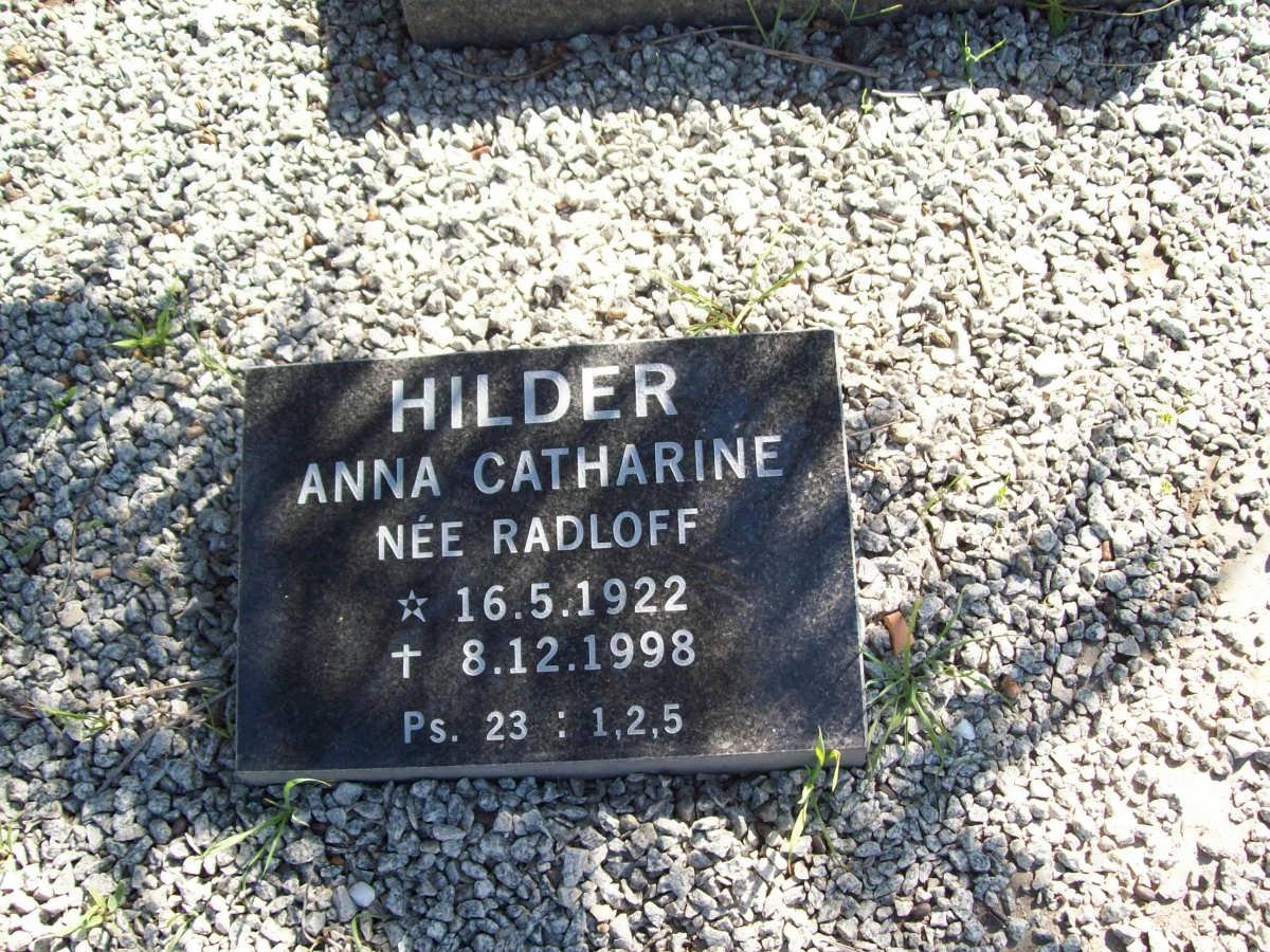 HILDER Anna Catharina nee RADLOFF 1922-1998