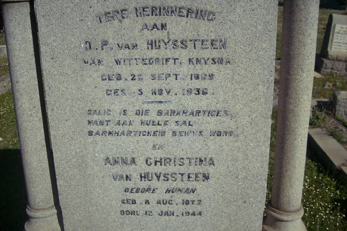 HUYSSTEEN D.P., van 1869-1936 &amp; Anna Christina HUMAN 1872-1944