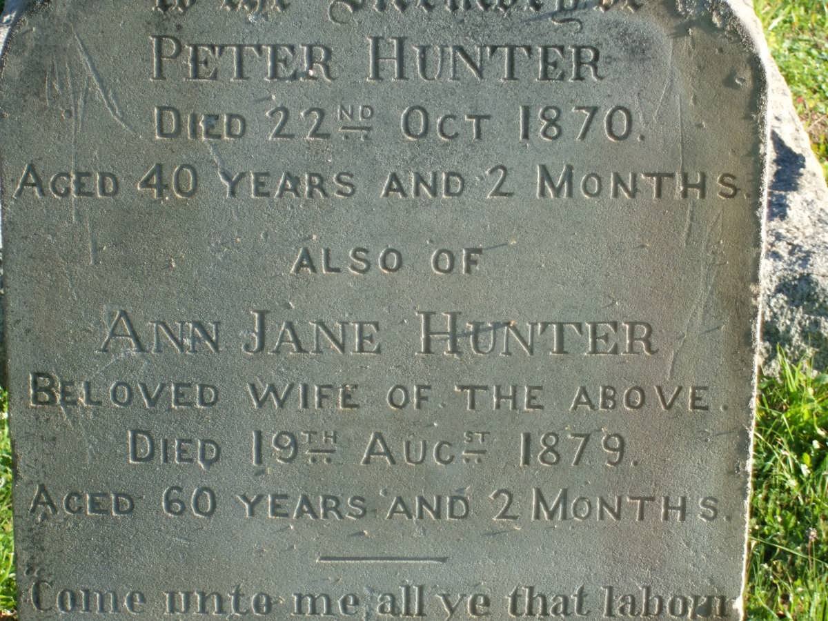 HUNTER Peter -1870 &amp; Ann Jane -1879