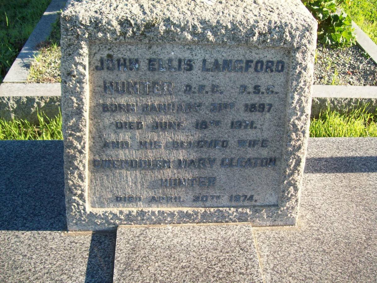 HUNTER John Ellis Langford 1897-1971 &amp; Gwendolen Mary Cleaton -1974