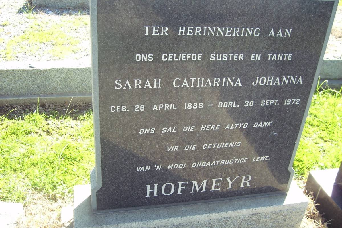 HOFMEYR Sarah Catharina Johanna 1888-1972