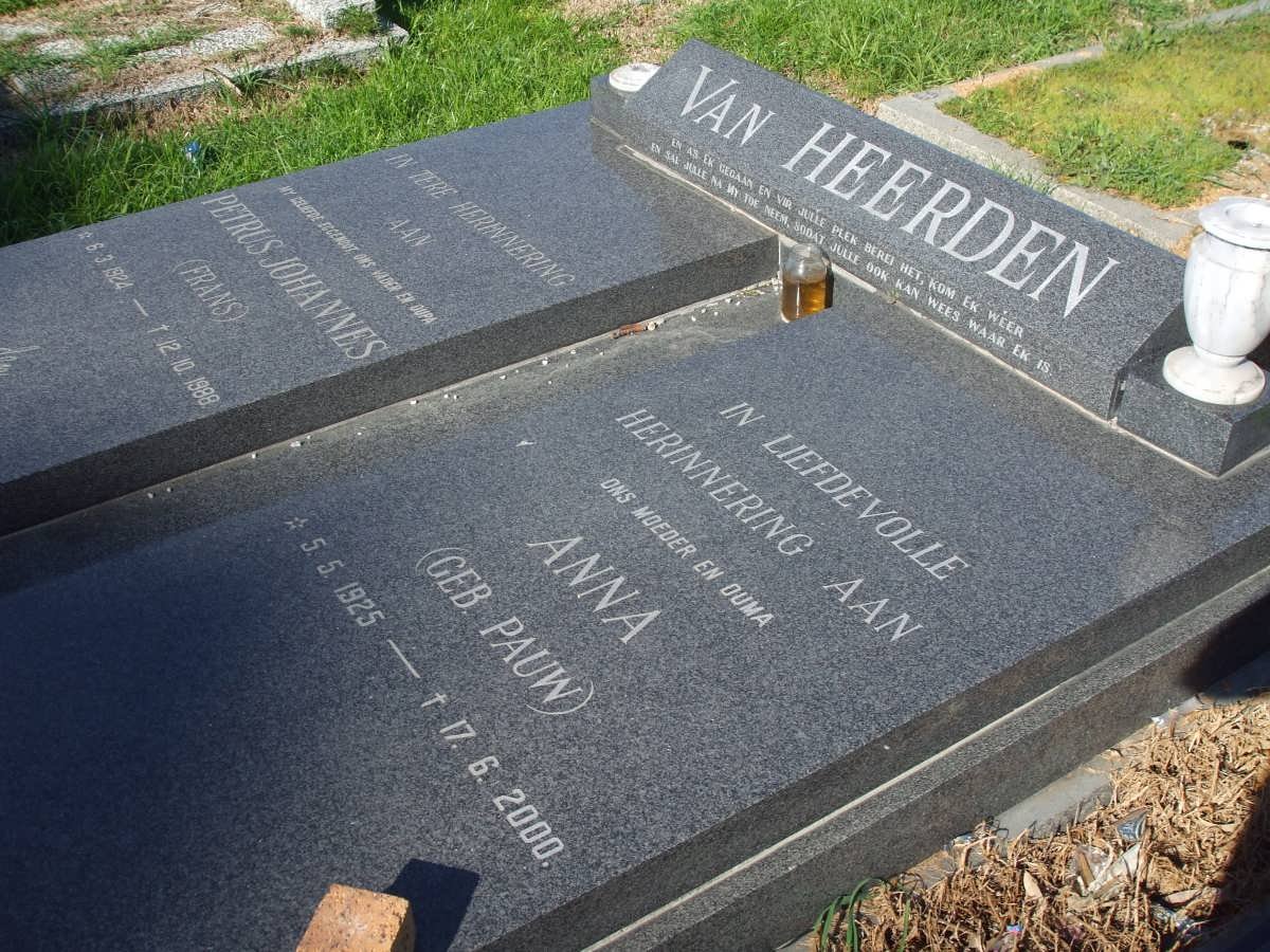 HEERDEN Petrus Johannes, van 1924-1988 &amp; Anna PAUW 1925-2000