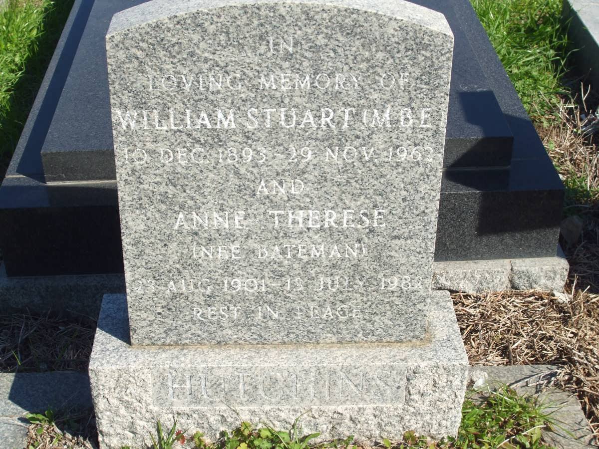 HUTCHINS William Stuart 1893-1962 &amp; Anne Therese BATEMAN 1901-1982