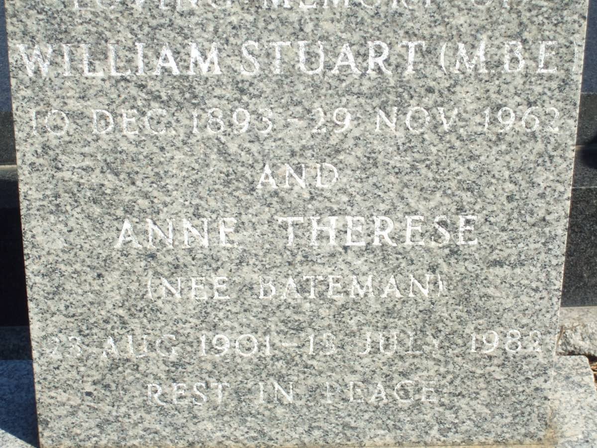 HUTCHINS William Stuart 1893-1962 &amp; Anne Therese BATEMAN 1901-1982