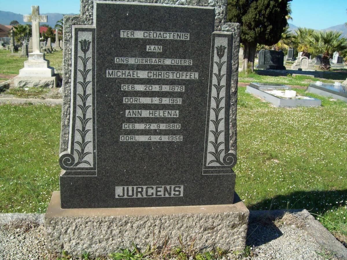 JURGENS Michael Christoffel 1878-1951 &amp; Ann Helena 1880-1956