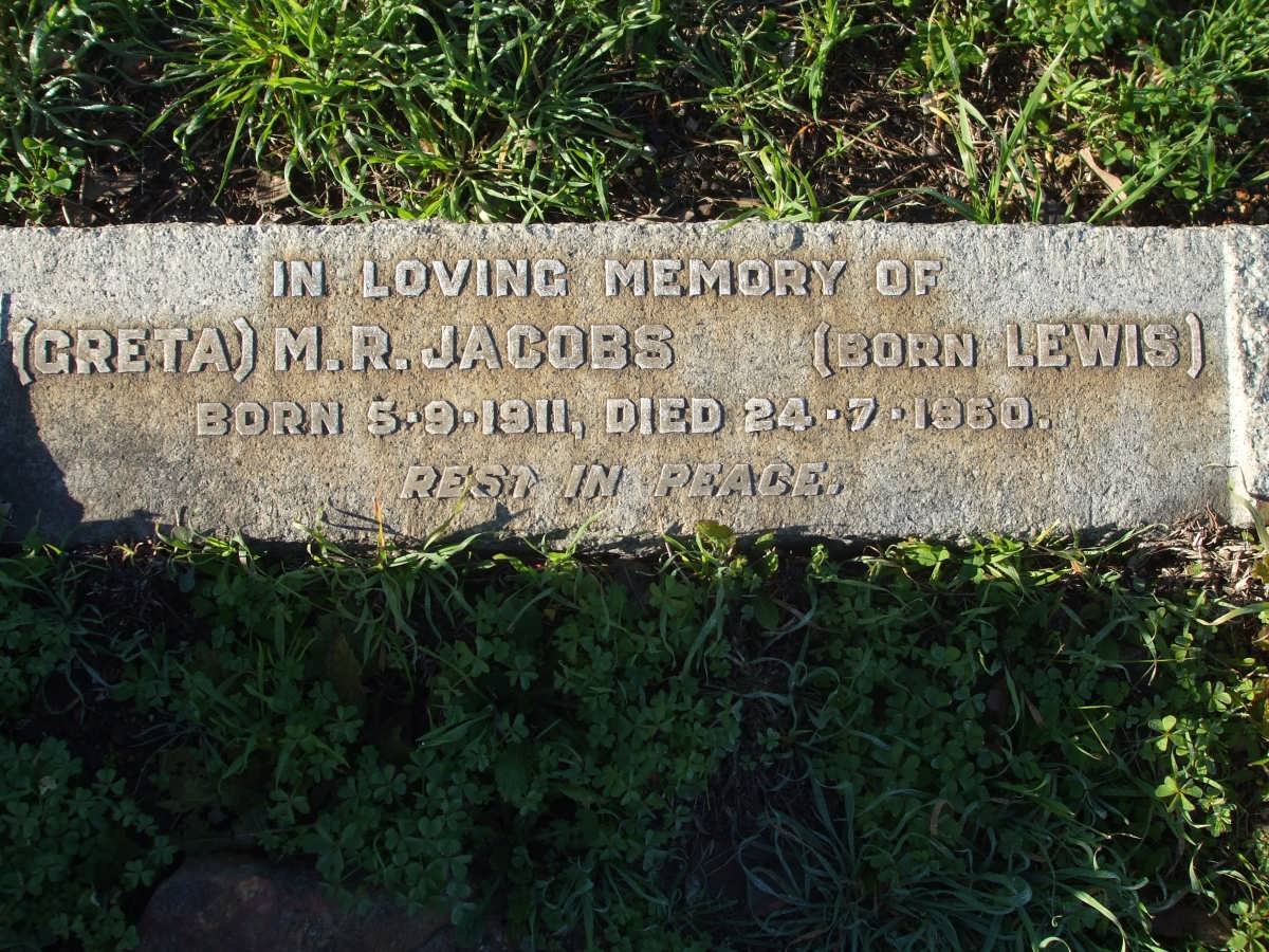 JACOBS M.R. nee LEWIS 1911-1960